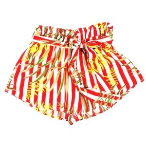 WinWin Red Stripe Tropical Print Shorts Various